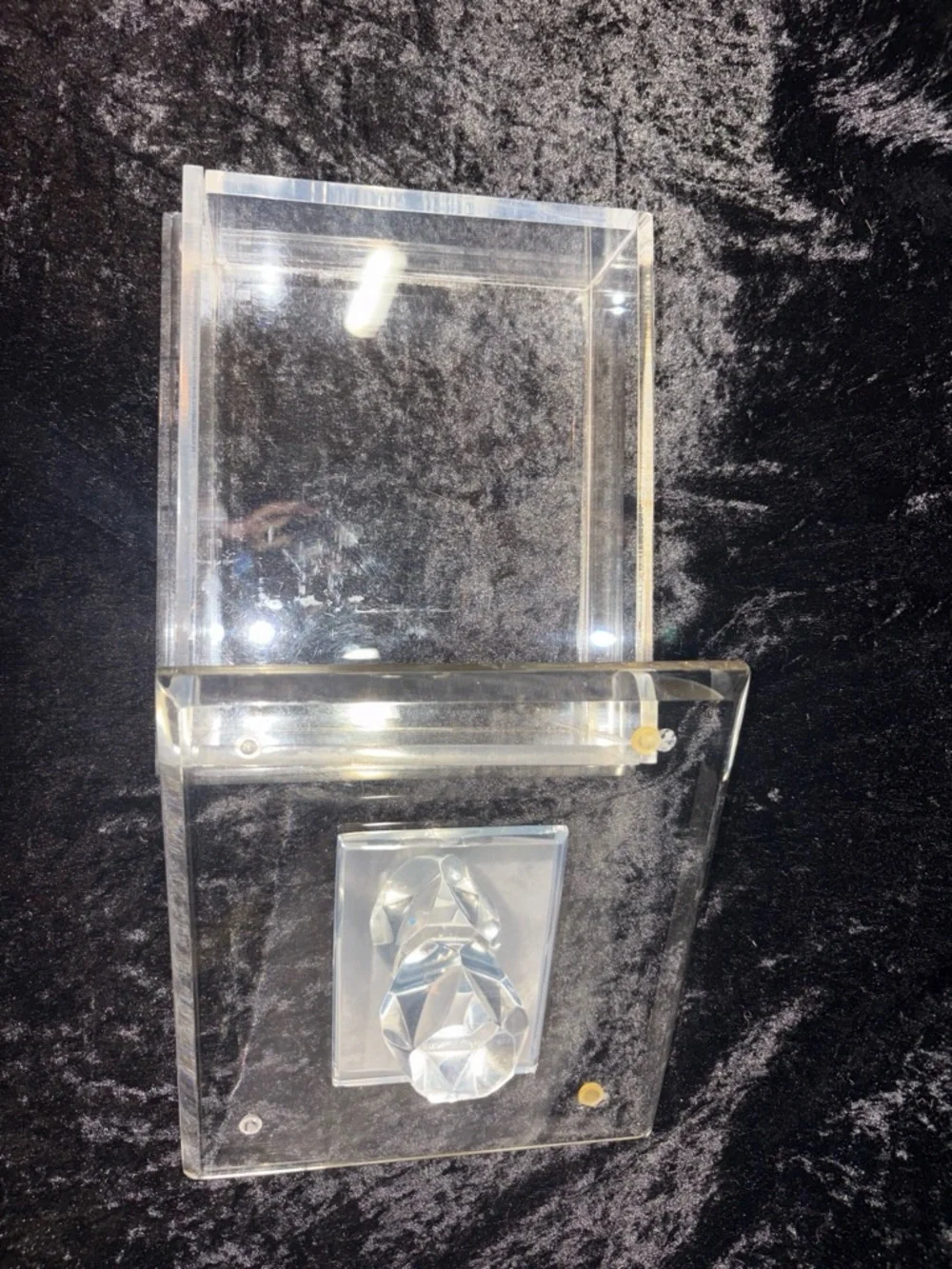 Vintage Acrylic Jewelry Box Clear Crystal Handle One Size EUC